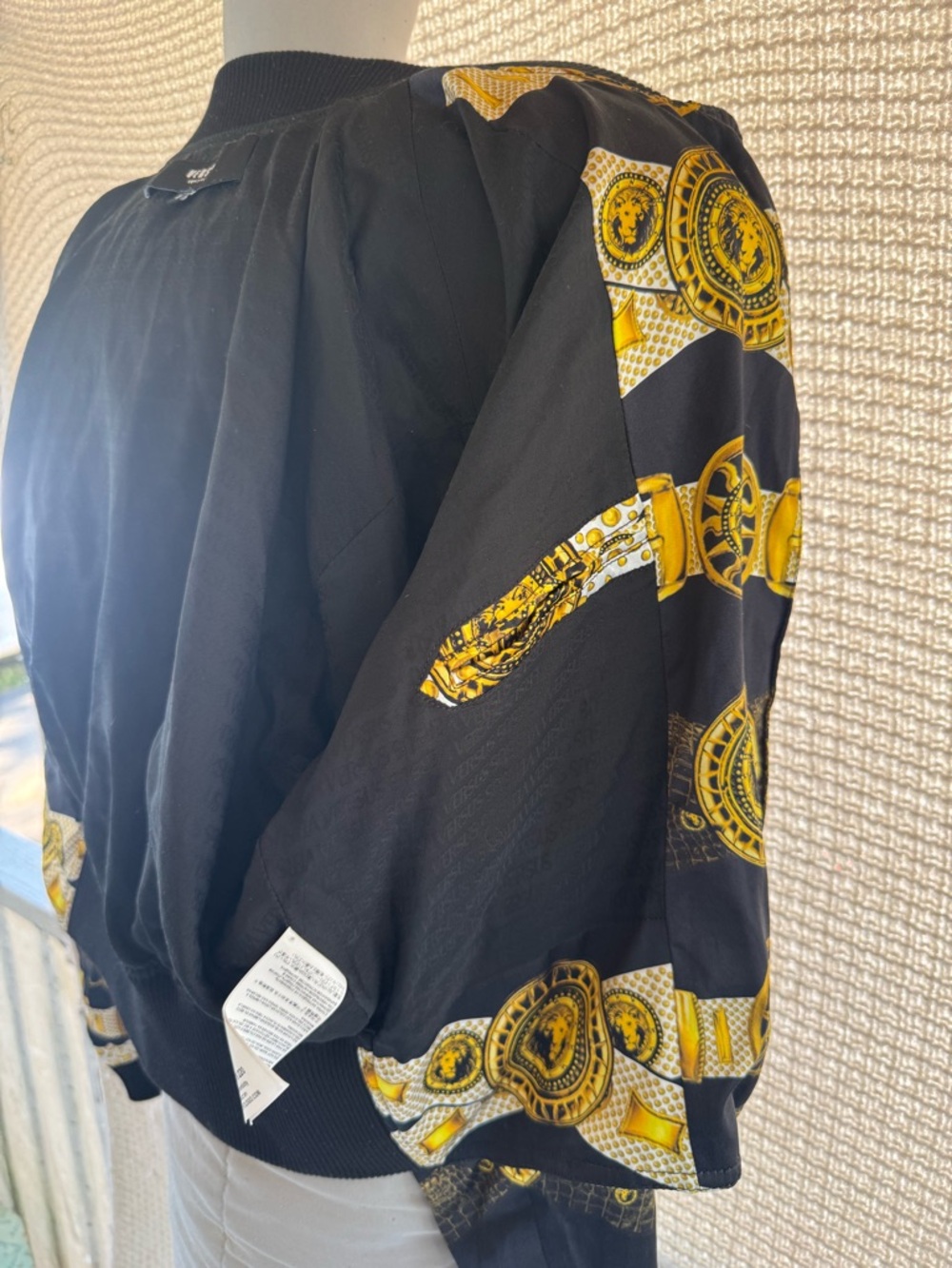 Versus Versace Black and Gold Silk Bomber Jacket - Picture 14 of 16